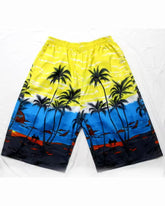 Big & Tall Men's Hawaii. Multi-Level Colorblock Coconut Tree Seaside Beach Pants